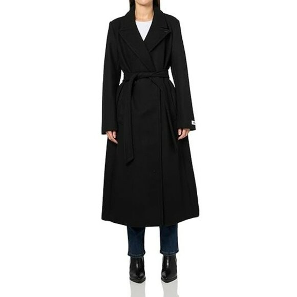 DKNY Petite Notched-Collar Double-Breasted Wrap Coat Size XL 16-18 (MSRP $350) - Picture 1 of 11